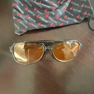 Bonfire Black Aviator Sunglasses with Brown Lenses